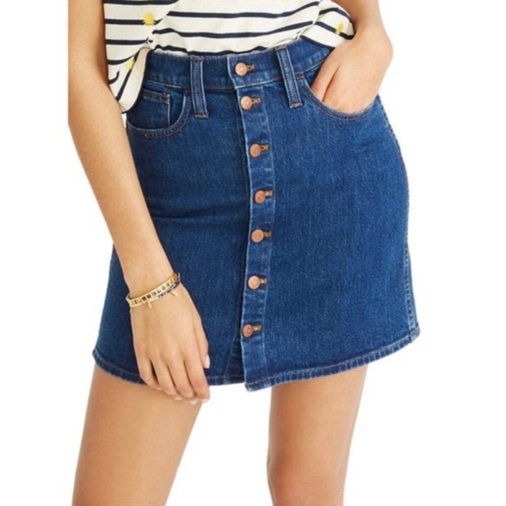 Women’s High-Rise Button-Front Denim Skirt - Blue